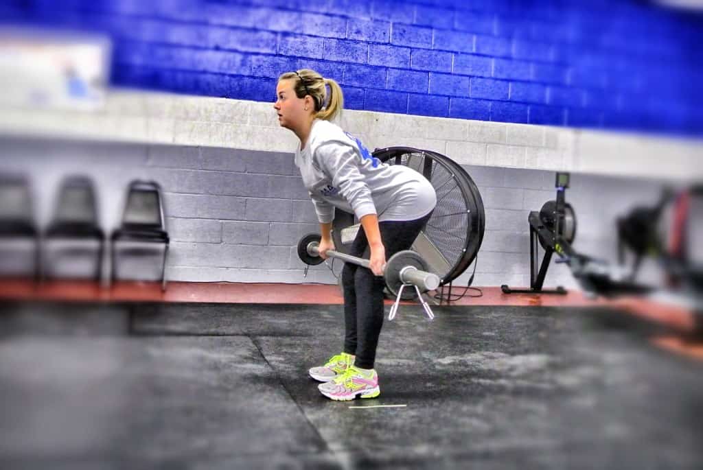 Madison's first time doing hang power snatches. Look at that set up position!